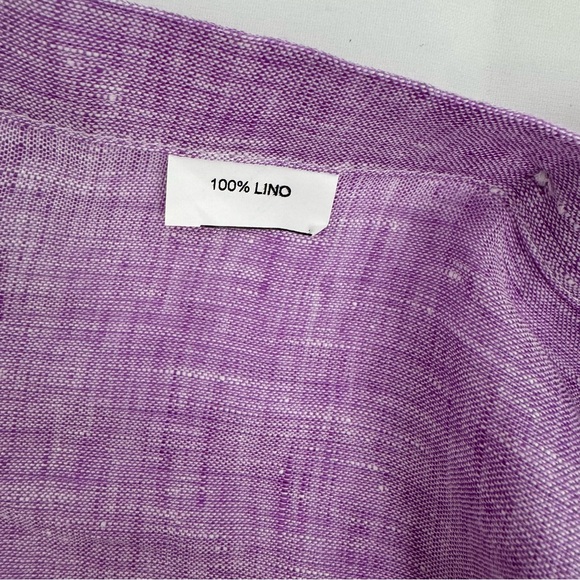 Neros Fumato Positano Men’s S Linen Purple Buttons Down Shirt - Picture 6 of 8